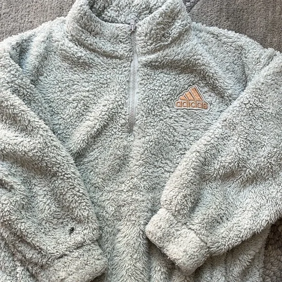 Adidas Girl Loose Fit Glitter Sherpa Pull Over - Picture 2 of 9